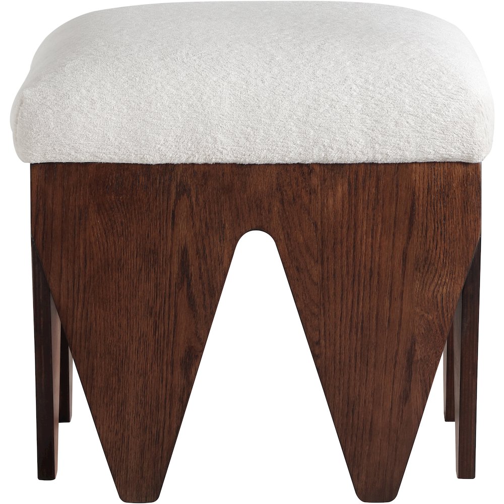 Altair Cream Velour Fur Fabric Bench