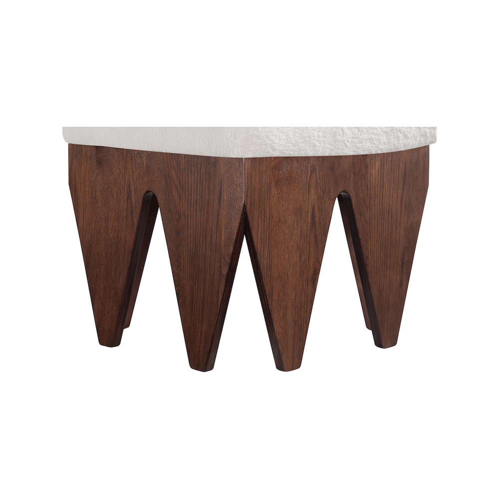 Altair Cream Velour Fur Fabric Bench