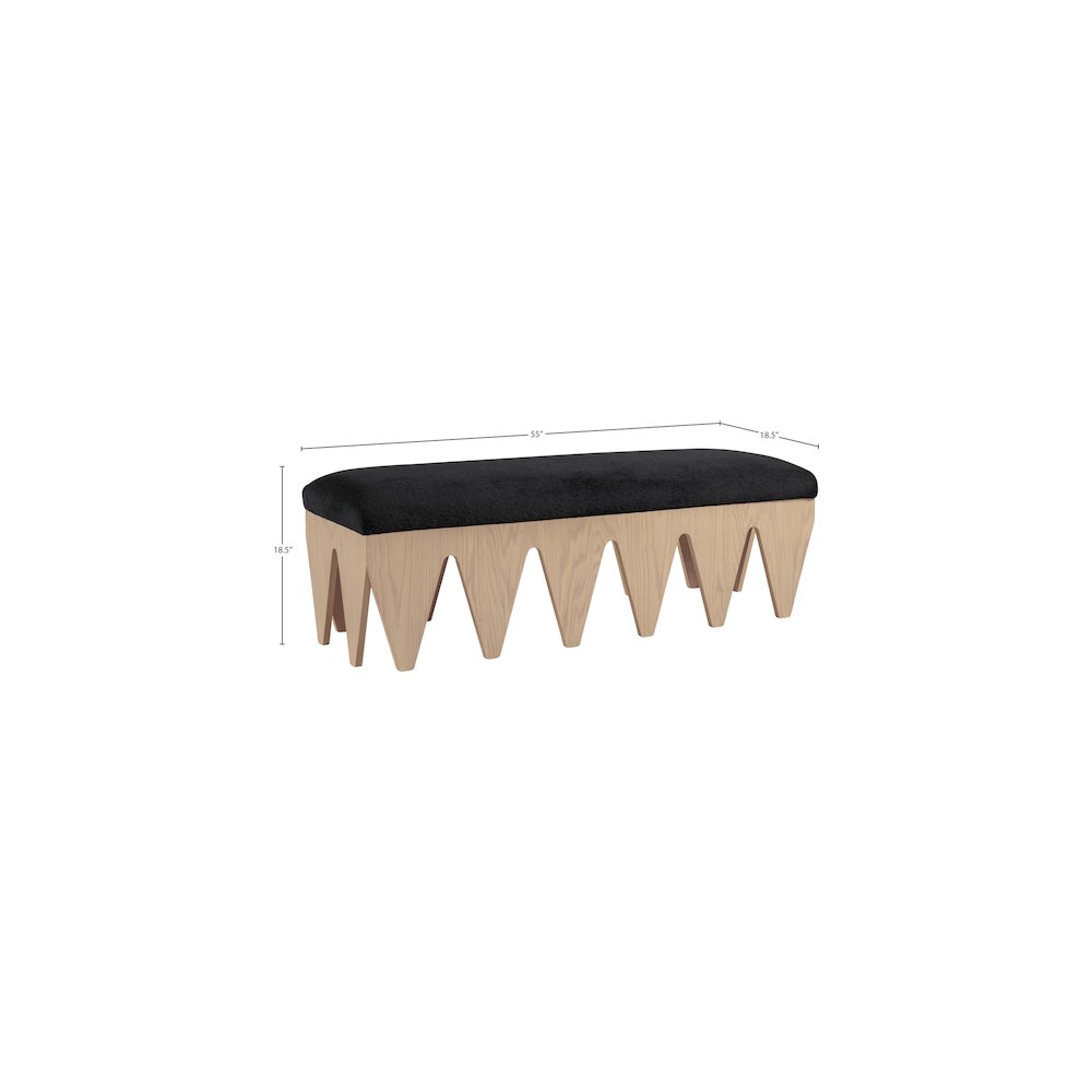 Altair Black Velour Fur Fabric Bench
