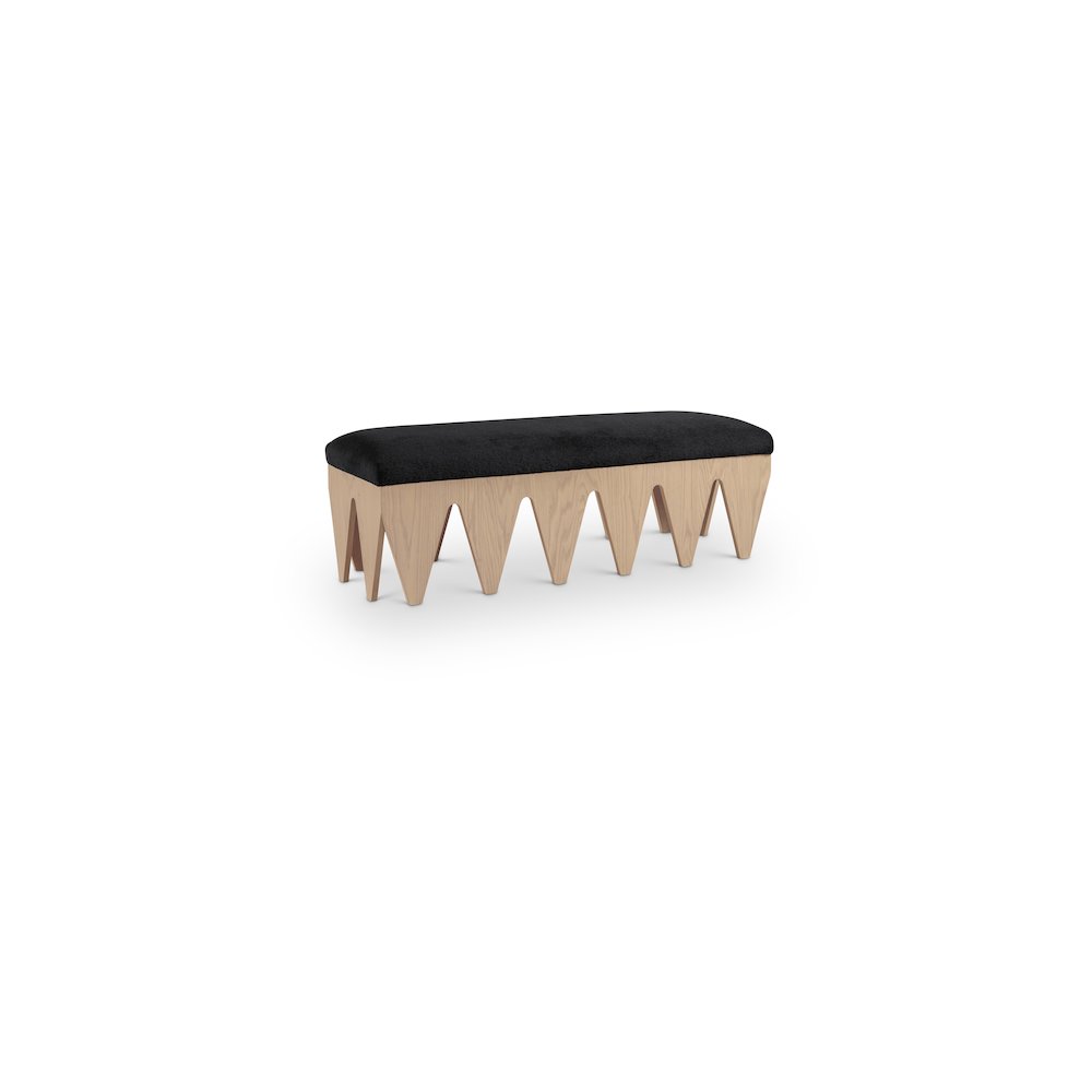 Altair Black Velour Fur Fabric Bench