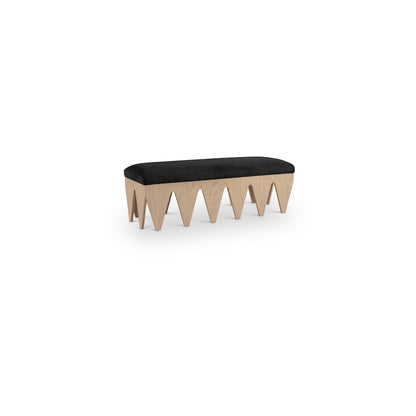 Altair Black Velour Fur Fabric Bench