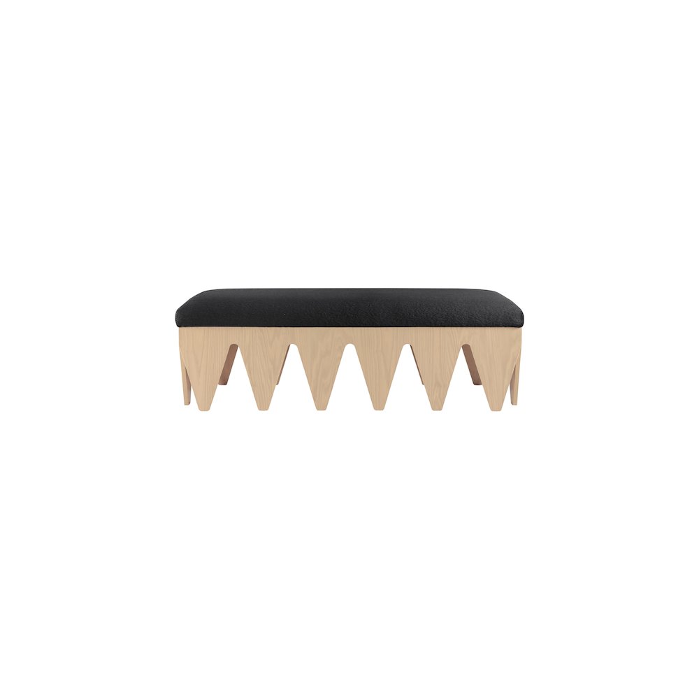 Altair Black Velour Fur Fabric Bench