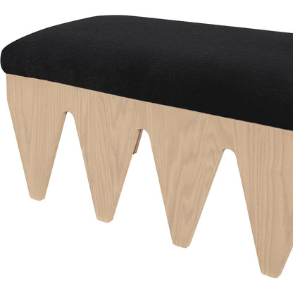 Altair Black Velour Fur Fabric Bench
