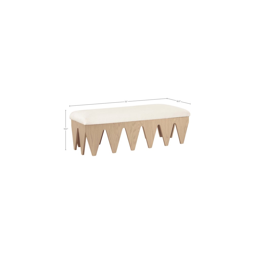 Altair Cream Velour Fur Fabric Bench