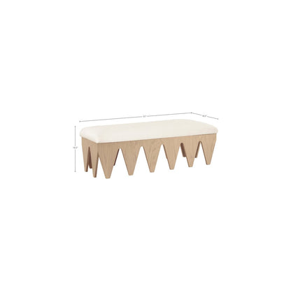 Altair Cream Velour Fur Fabric Bench