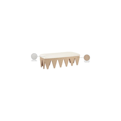 Altair Cream Velour Fur Fabric Bench