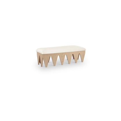 Altair Cream Velour Fur Fabric Bench