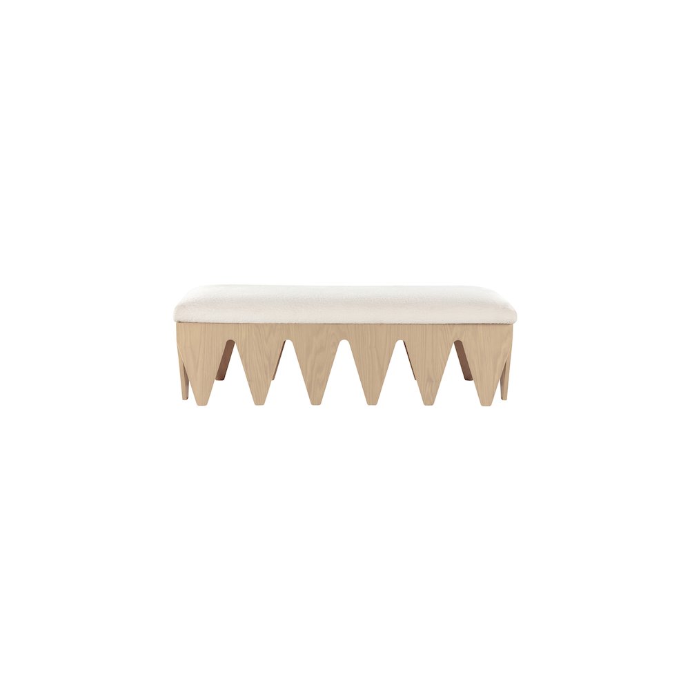 Altair Cream Velour Fur Fabric Bench