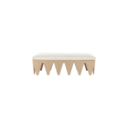 Altair Cream Velour Fur Fabric Bench