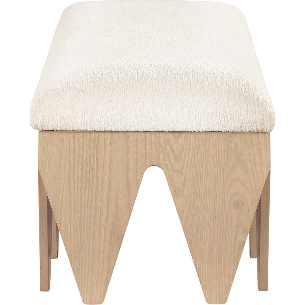Altair Cream Velour Fur Fabric Bench