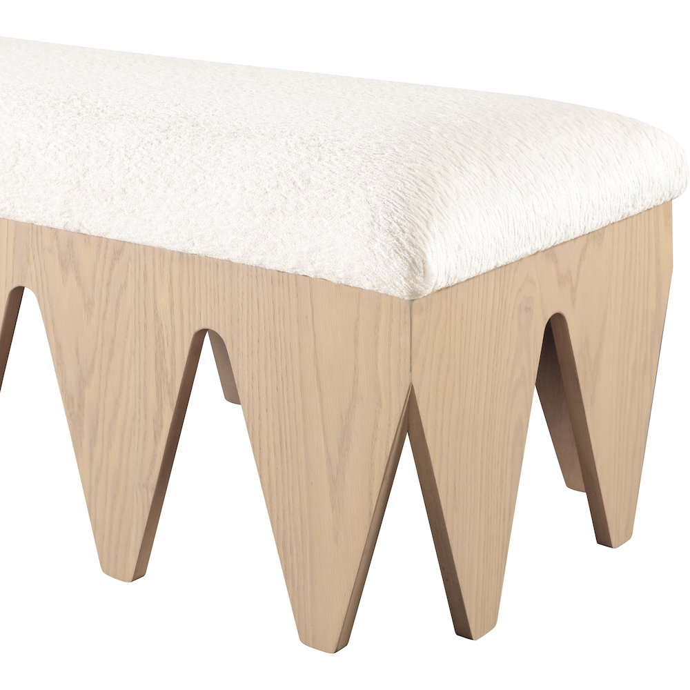 Altair Cream Velour Fur Fabric Bench