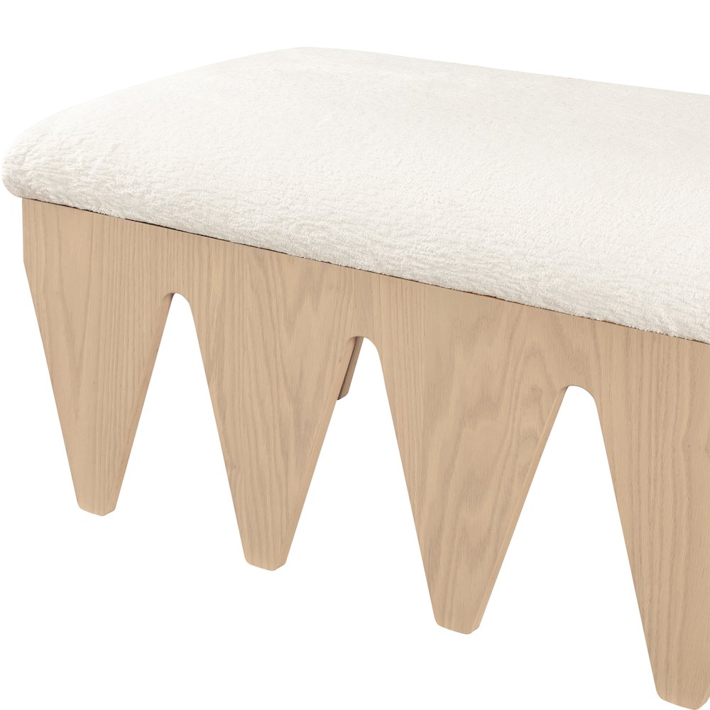 Altair Cream Velour Fur Fabric Bench