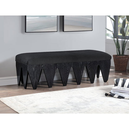 Altair Black Velour Fur Fabric Bench