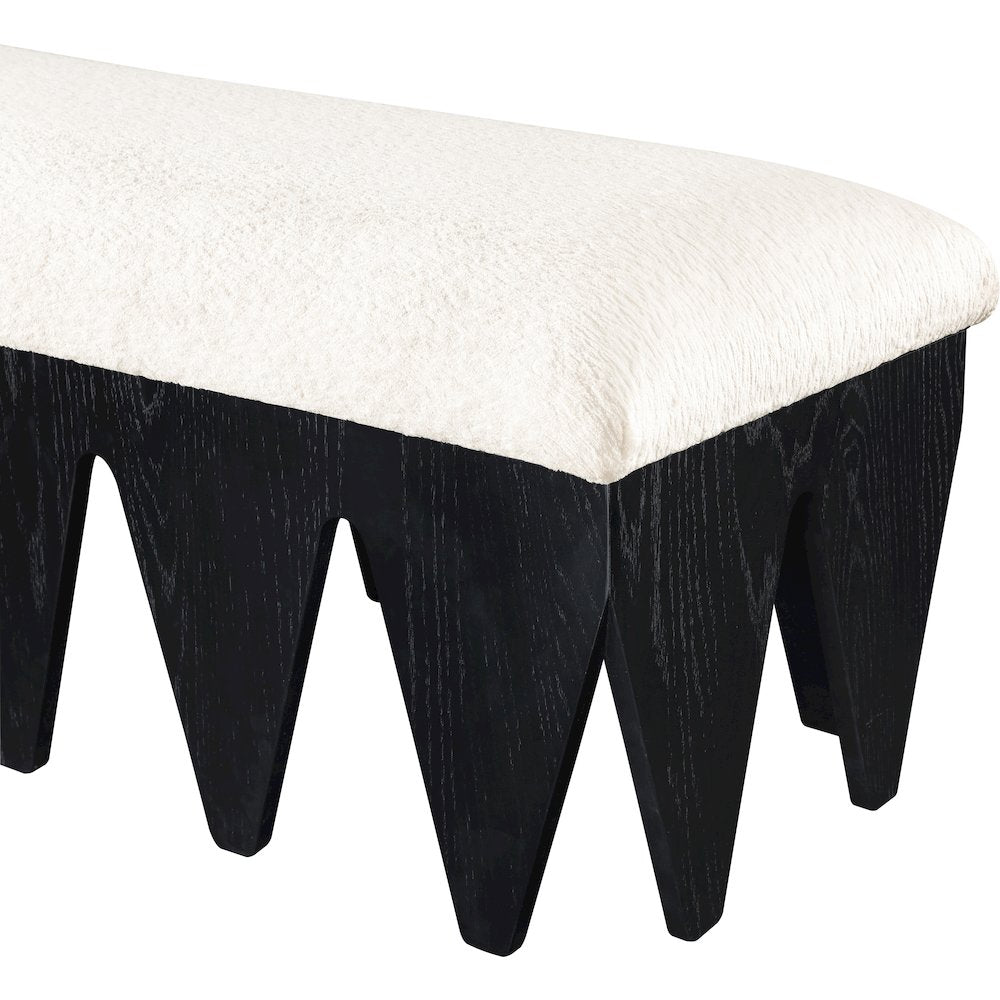Altair Cream Velour Fur Fabric Bench