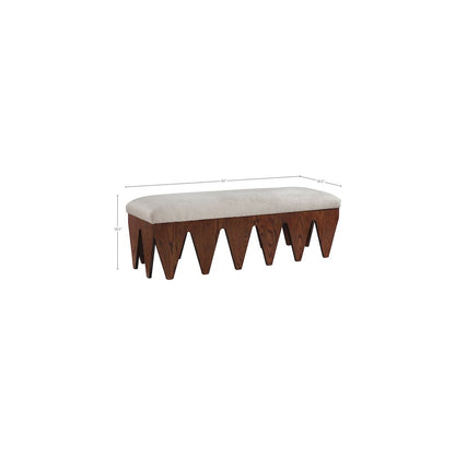 Altair Beige Velour Fur Fabric Bench