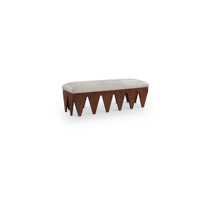 Altair Beige Velour Fur Fabric Bench