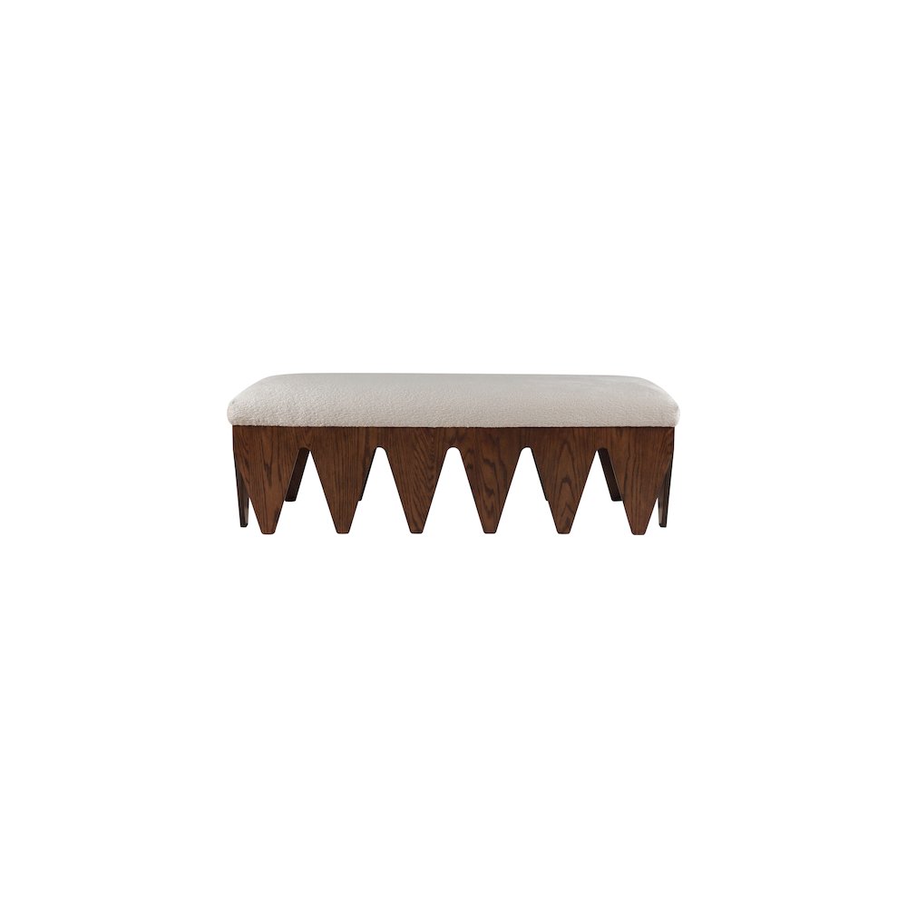 Altair Beige Velour Fur Fabric Bench