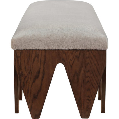 Altair Beige Velour Fur Fabric Bench