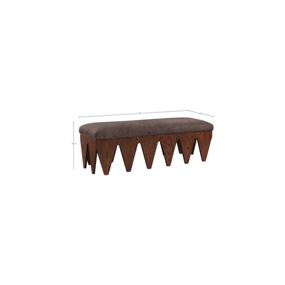 Altair Brown Velour Fur Fabric Bench