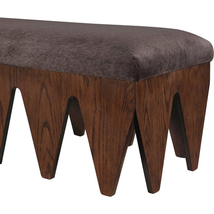 Altair Brown Velour Fur Fabric Bench