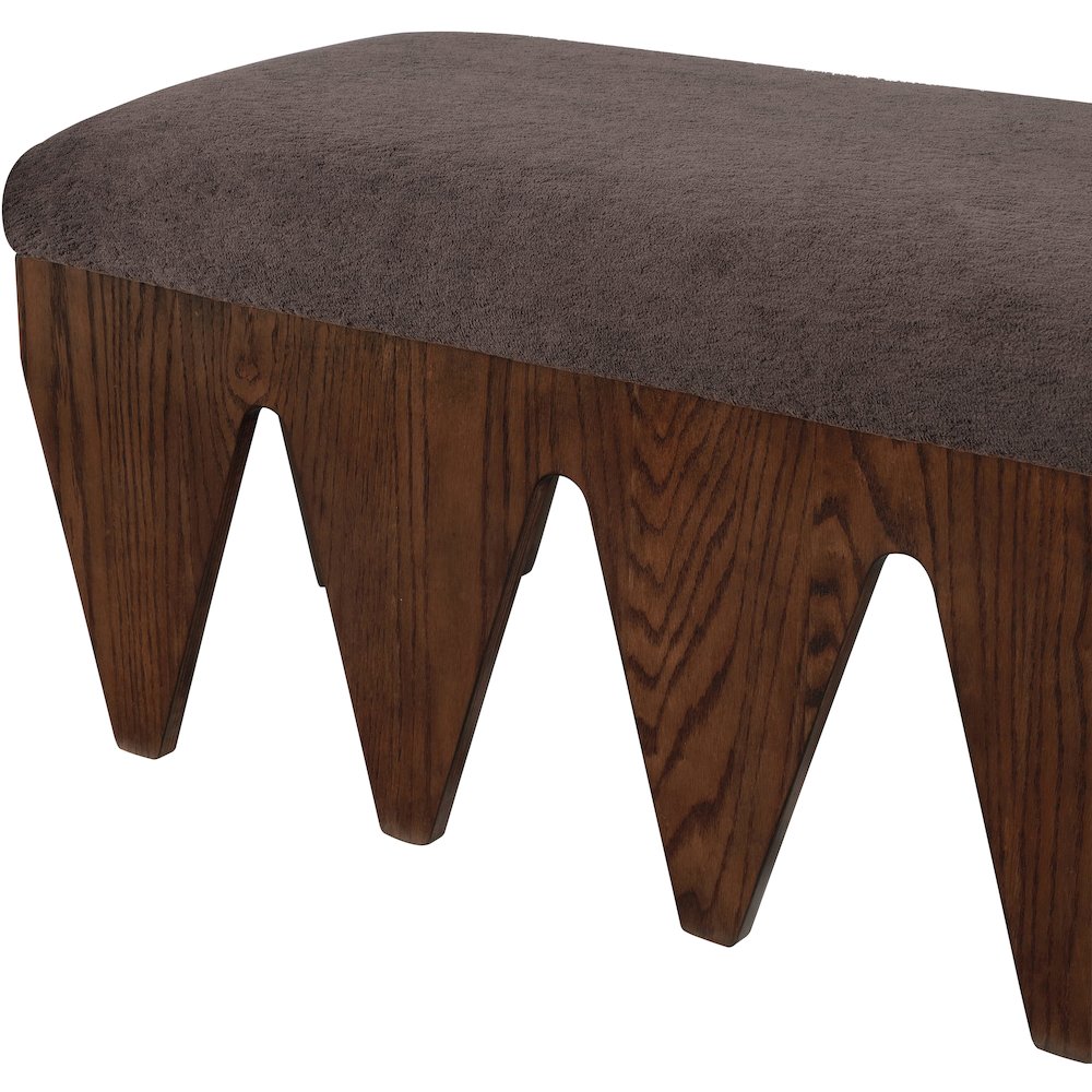 Altair Brown Velour Fur Fabric Bench