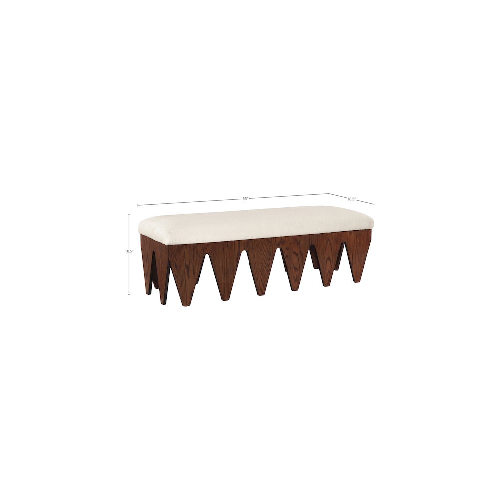 Altair Cream Velour Fur Fabric Bench