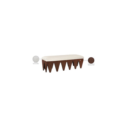 Altair Cream Velour Fur Fabric Bench