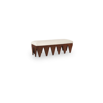 Altair Cream Velour Fur Fabric Bench