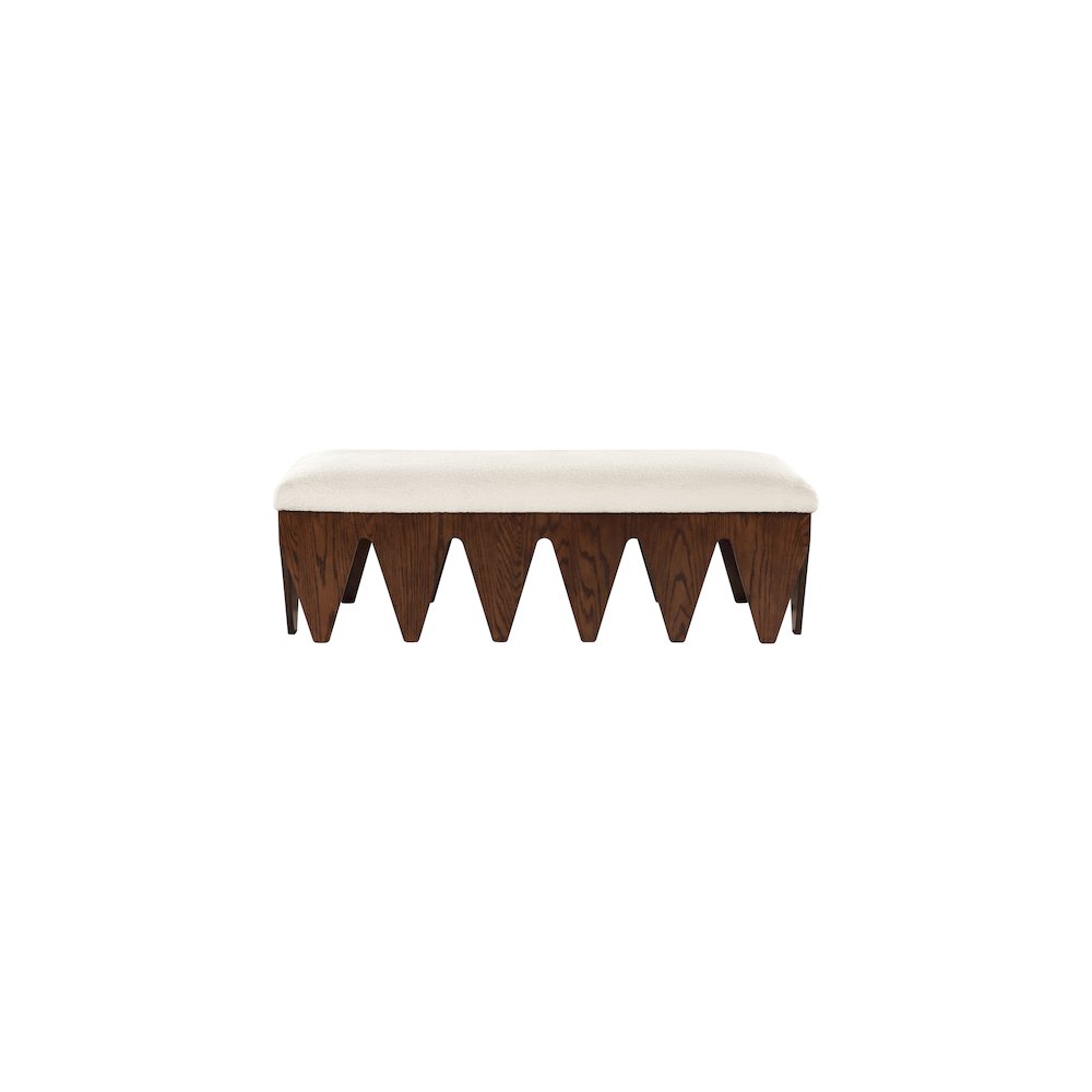 Altair Cream Velour Fur Fabric Bench