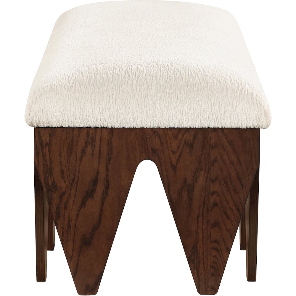Altair Cream Velour Fur Fabric Bench