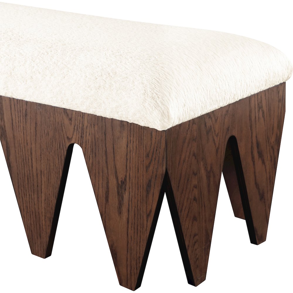 Altair Cream Velour Fur Fabric Bench