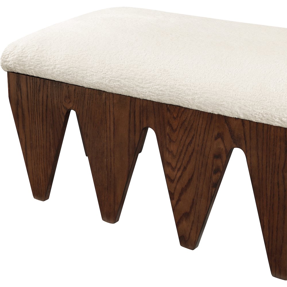 Altair Cream Velour Fur Fabric Bench