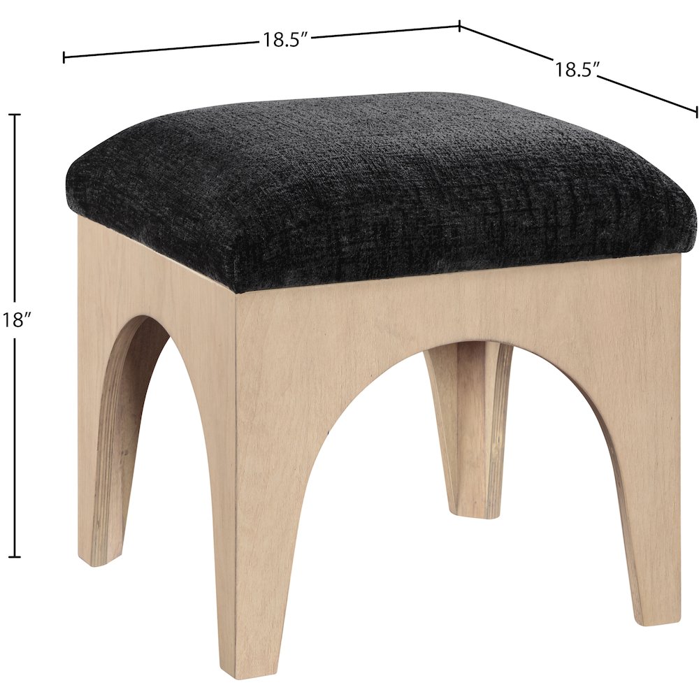 Lawson Black Chenille Fabric Upholstered Ottoman
