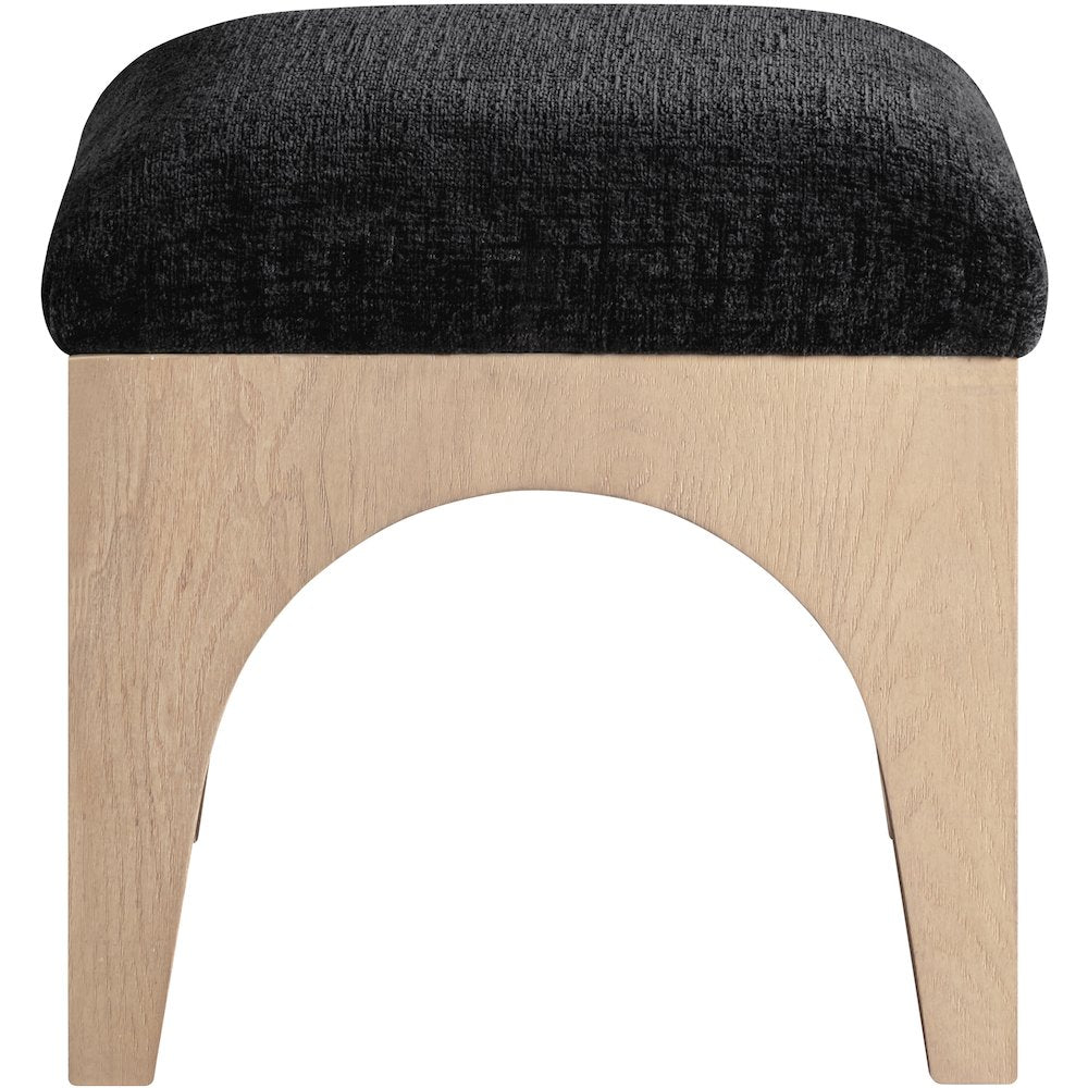 Lawson Black Chenille Fabric Upholstered Ottoman
