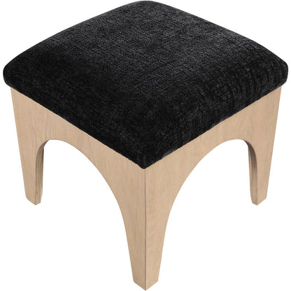 Lawson Black Chenille Fabric Upholstered Ottoman