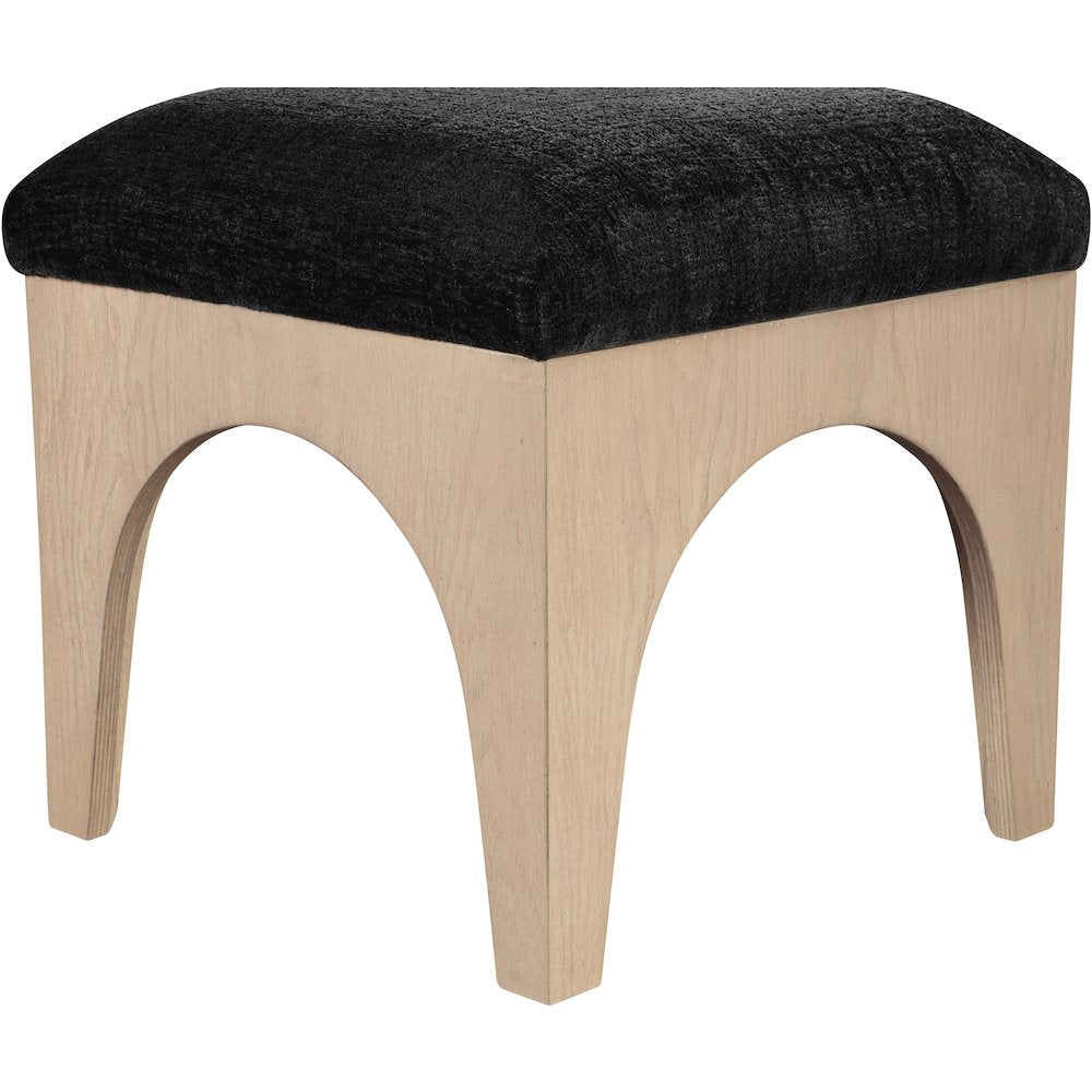 Lawson Black Chenille Fabric Upholstered Ottoman