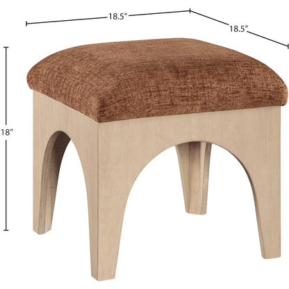 Lawson Cognac Chenille Fabric Upholstered Ottoman