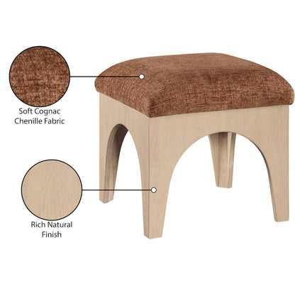 Lawson Cognac Chenille Fabric Upholstered Ottoman