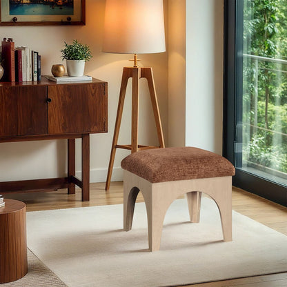 Lawson Cognac Chenille Fabric Upholstered Ottoman