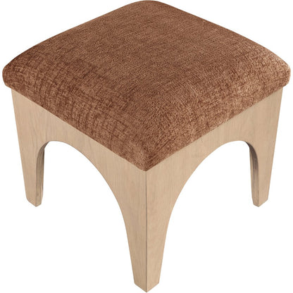 Lawson Cognac Chenille Fabric Upholstered Ottoman