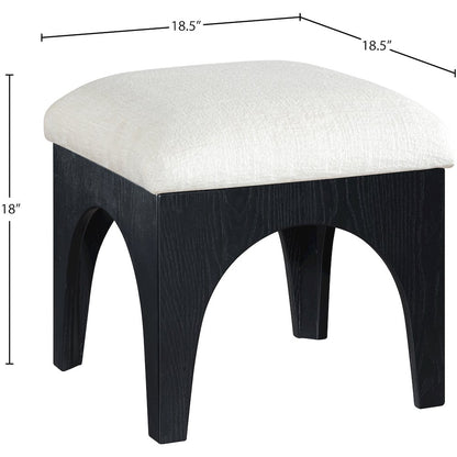 Lawson Cream Chenille Fabric Upholstered Ottoman