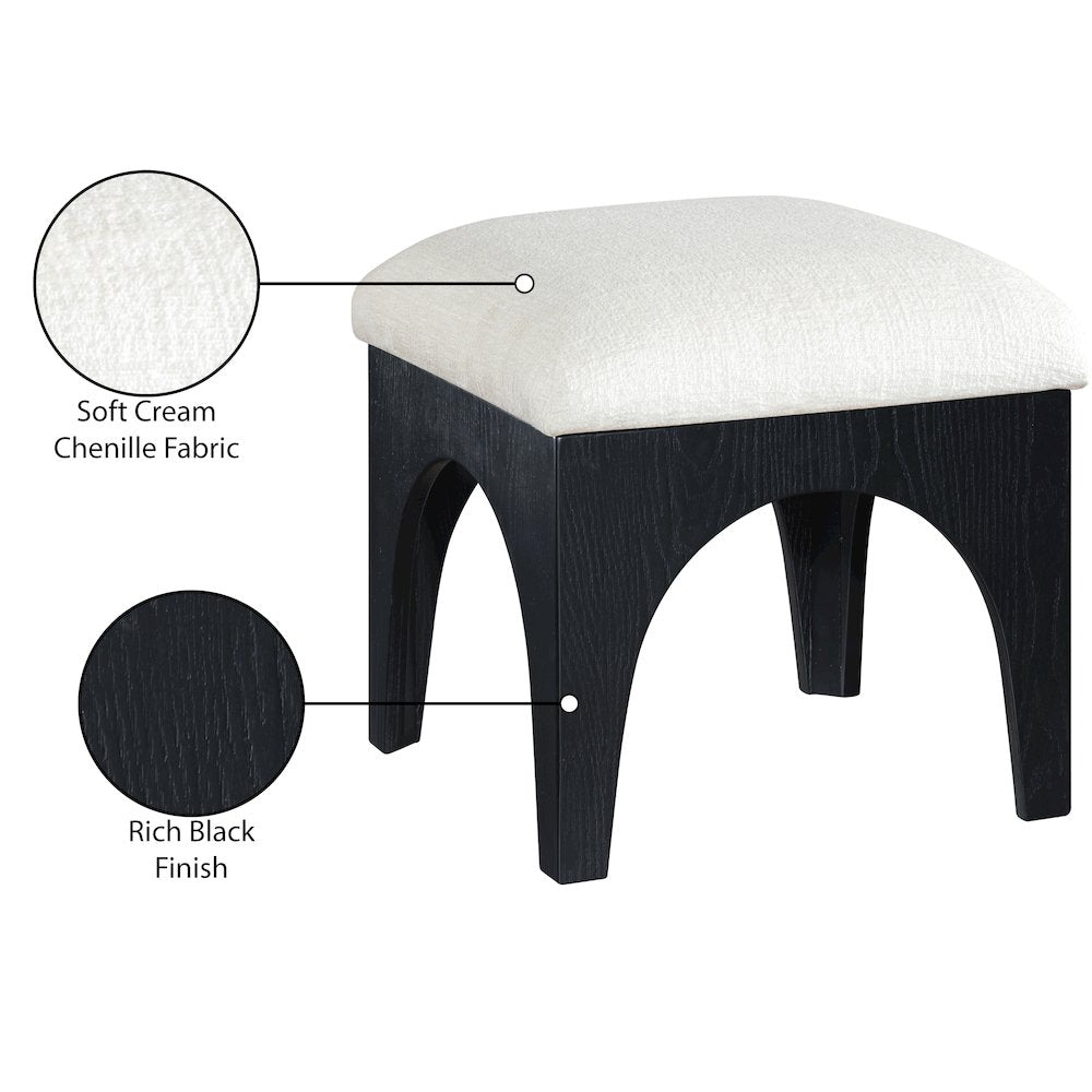 Lawson Cream Chenille Fabric Upholstered Ottoman