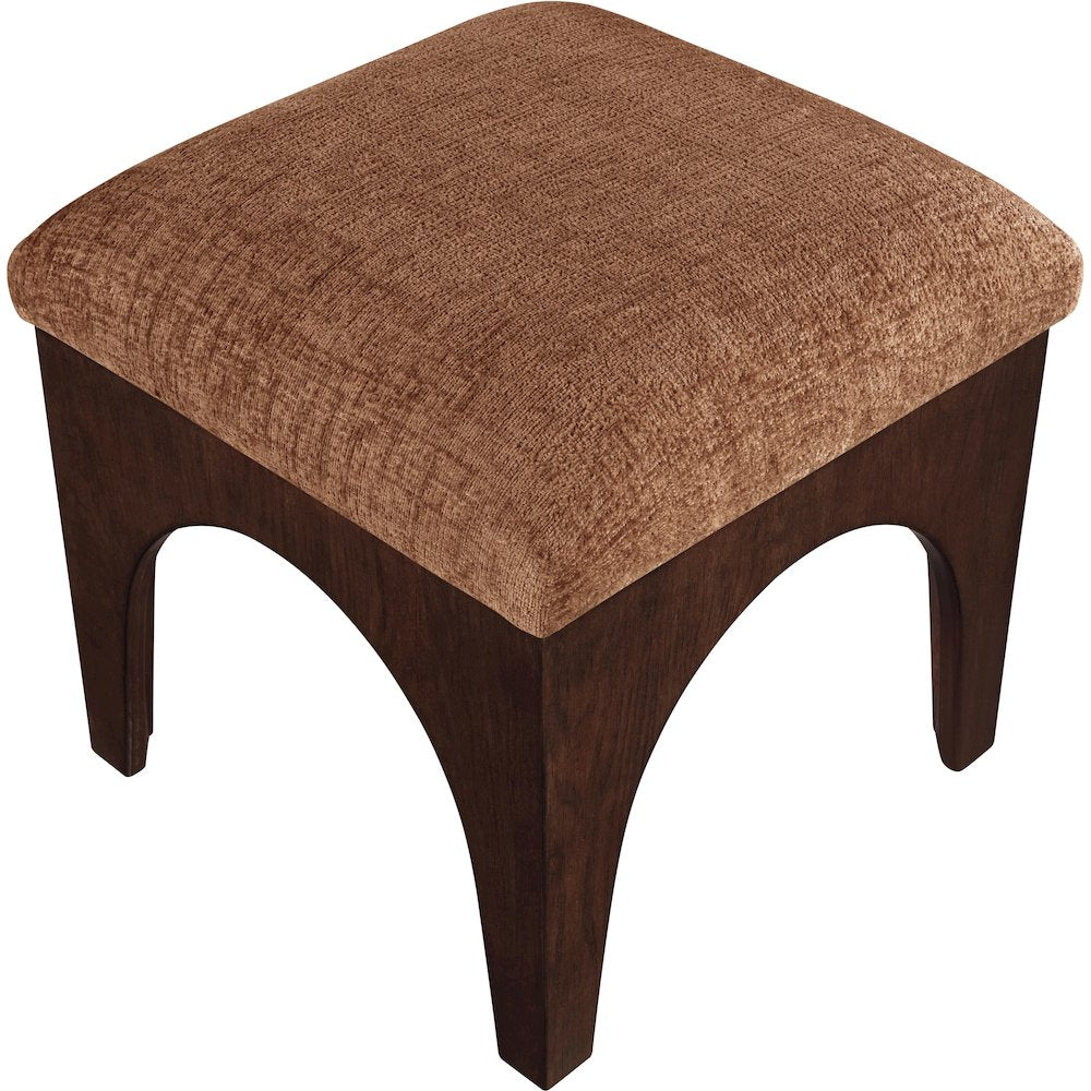 Lawson Cognac Chenille Fabric Upholstered Ottoman