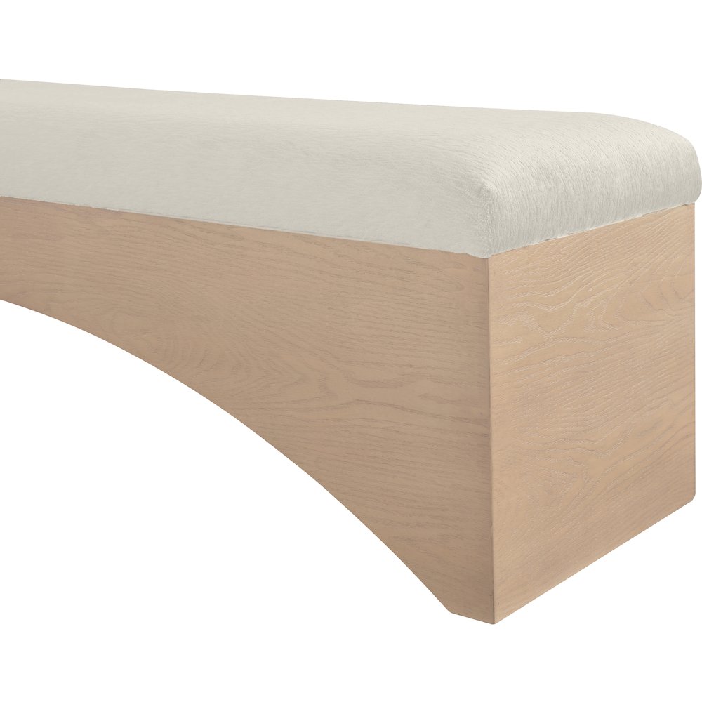 Lawson Cream Velour Fur Fabric Bench