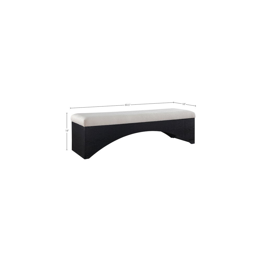 Lawson Beige Velour Fur Fabric Bench