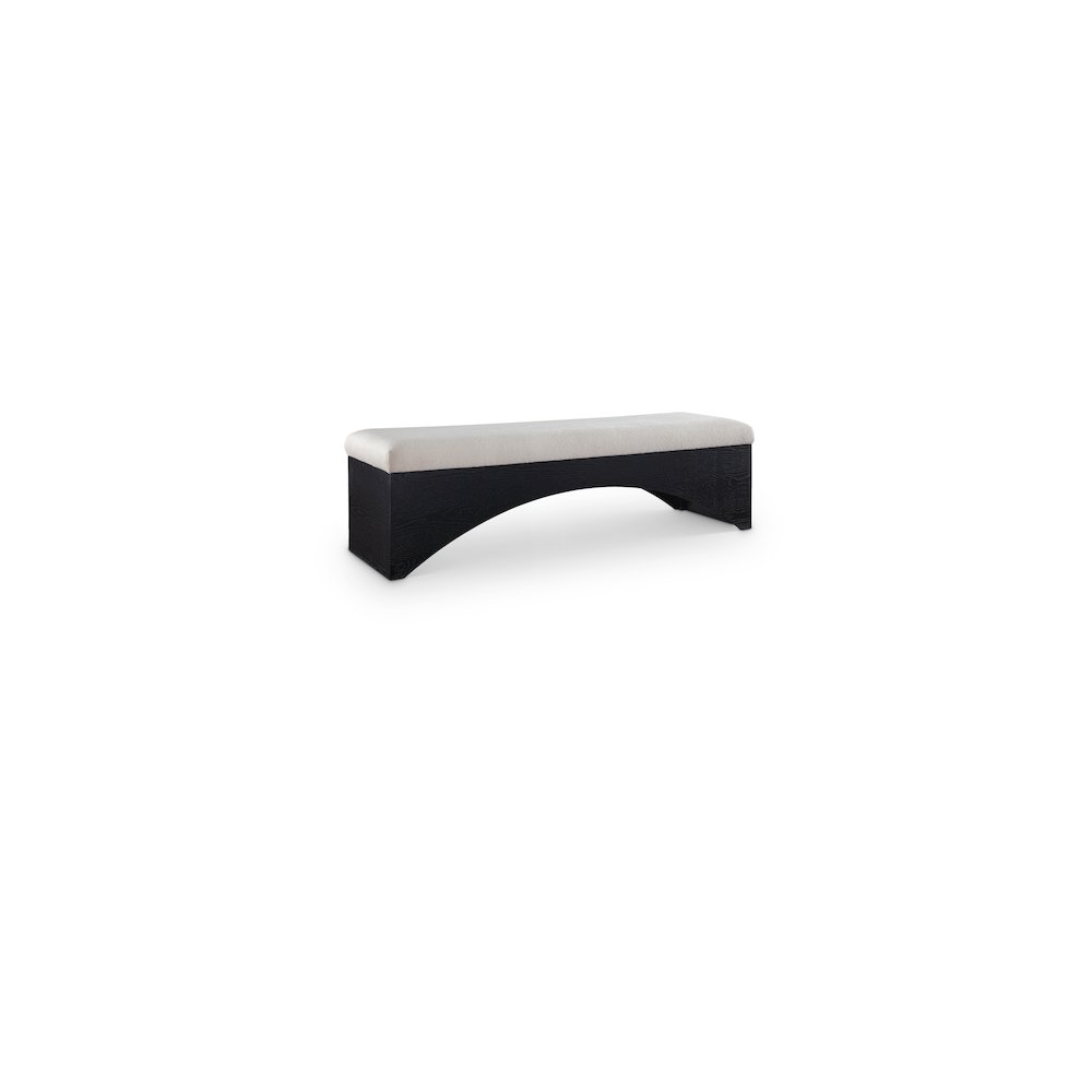 Lawson Beige Velour Fur Fabric Bench