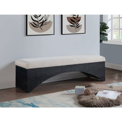 Lawson Beige Velour Fur Fabric Bench