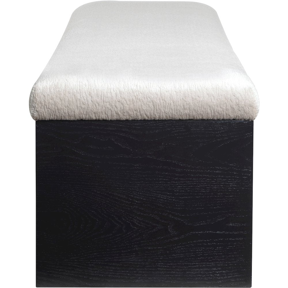 Lawson Beige Velour Fur Fabric Bench