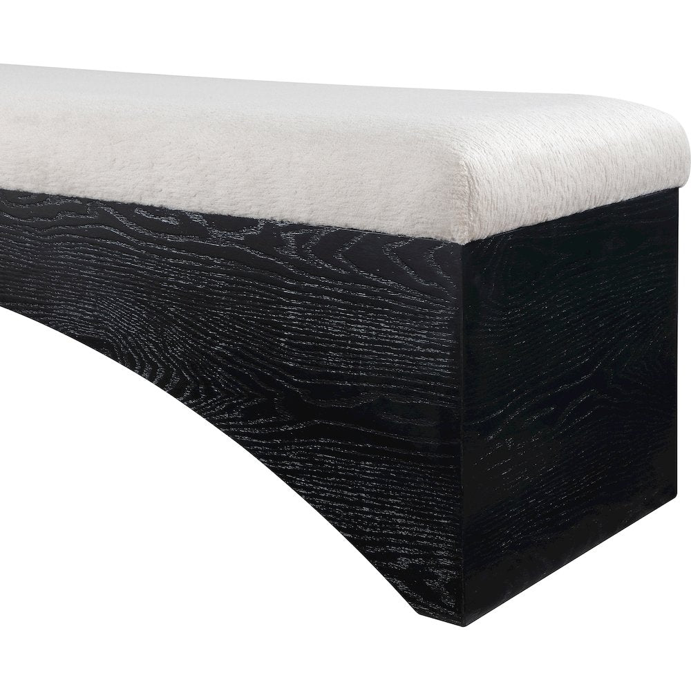 Lawson Beige Velour Fur Fabric Bench