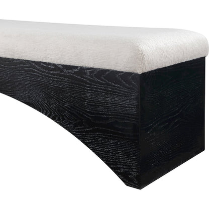 Lawson Beige Velour Fur Fabric Bench